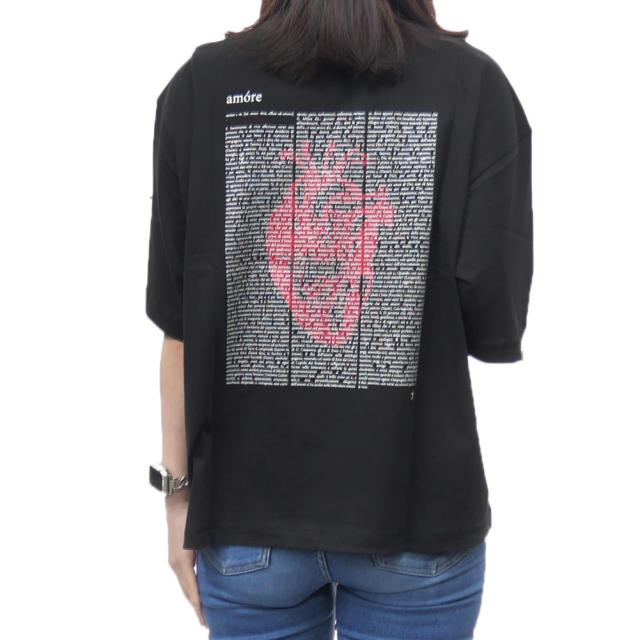 セールSS EMPORIO ARMANI エンポリオアルマーニ EA7 Tシャツ レディース 半袖 クルーネック コットン 綿100％ 7X000036 AF13243 ブラック