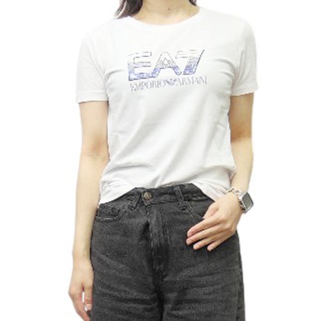 セールSS EMPORIO ARMANI エンポリオアルマーニ EA7 Tシャツ レディース 半袖 ラウンドネック 7W000183 AF10373 ブランド スパンコール ロゴ グラデーション カジュアル スポーティ ジム ホワイト