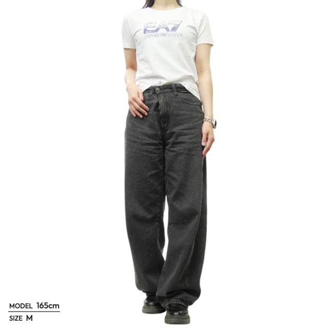 旧モデルセール！ EMPORIO ARMANI エンポリオアルマーニ EA7 Tシャツ レディース トップス 半袖 ラウンドネック 7W000183 AF10373 ブランド スパンコール ロゴ グラデーション カジュアル スポーティ ジム ホワイト_1