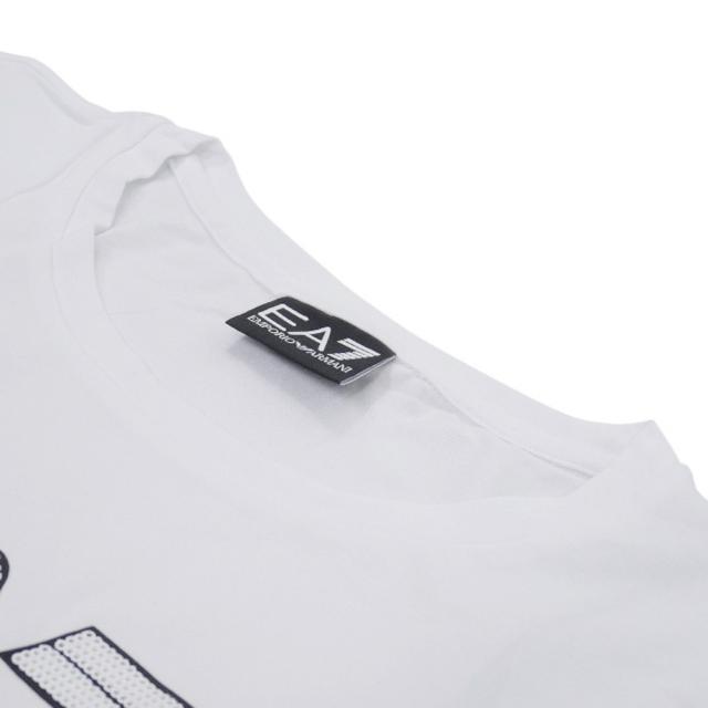 旧モデルセール！ EMPORIO ARMANI エンポリオアルマーニ EA7 Tシャツ レディース トップス 半袖 ラウンドネック 7W000183 AF10373 ブランド スパンコール ロゴ グラデーション カジュアル スポーティ ジム ホワイト_5