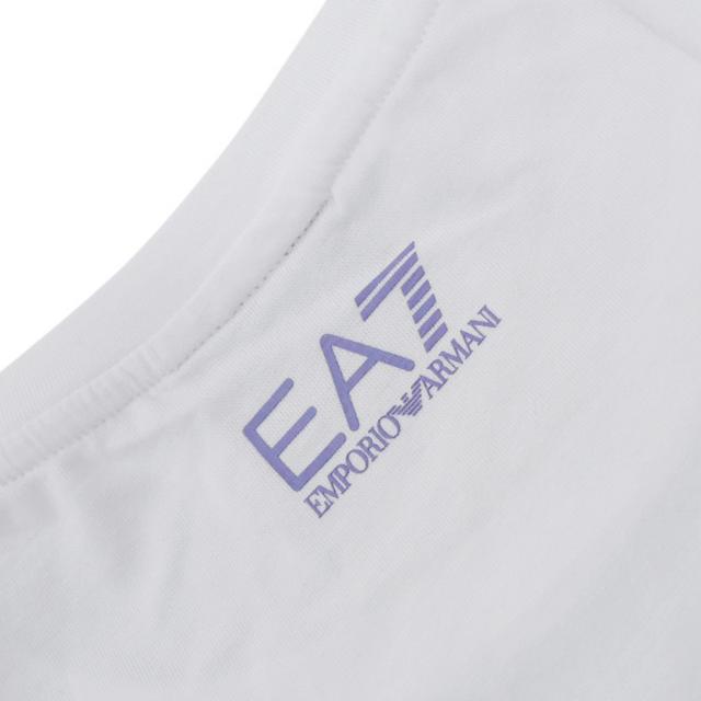 旧モデルセール！ EMPORIO ARMANI エンポリオアルマーニ EA7 Tシャツ レディース トップス 半袖 ラウンドネック 7W000183 AF10373 ブランド スパンコール ロゴ グラデーション カジュアル スポーティ ジム ホワイト_8