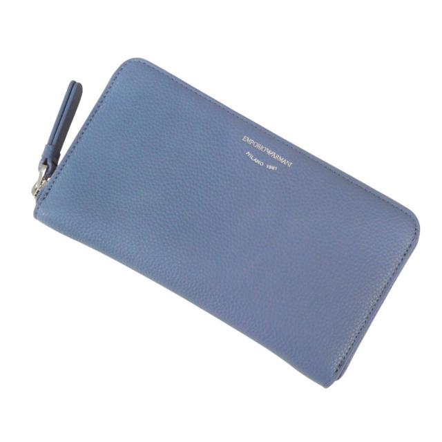 セールSS EMPORIO ARMANI エンポリオアルマーニ 財布 レディース ラウンドファスナー 長財布 (小銭入れ付き) EW000366 AF11953 ブルー
