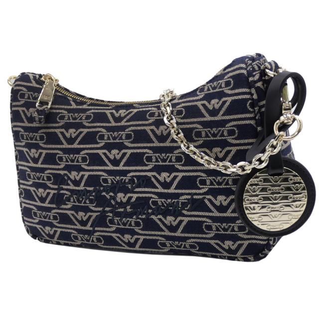 セールSS EMPORIO ARMANI エンポリオアルマーニ バッグ レディース ミニハンドバッグ EW001892 AF16095 総柄 ロゴ ネイビー