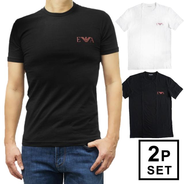 セールSS EMPORIO ARMANI UNDERWEAR エンポリオアルマーニ アンダーウェア Tシャツ メンズ 半袖 2パック EM001849 AF10778 ブランド ロゴ ブラック ホワイト