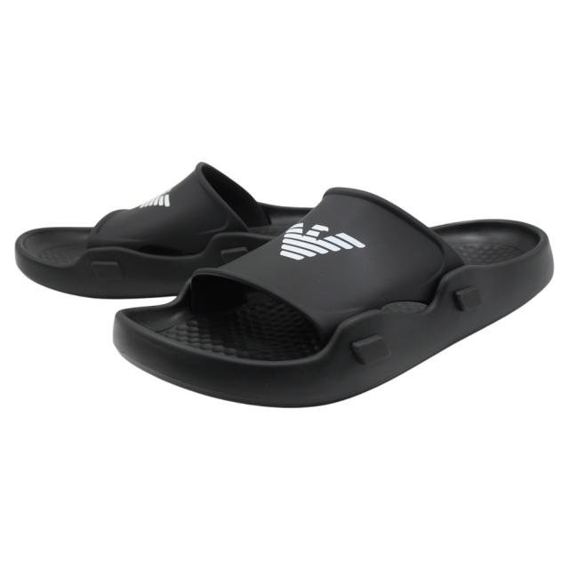 セールSS EMPORIO ARMANI UNDERWEAR エンポリオアルマーニ アンダーウェア メンズ サンダル シャワーサンダル XVPS15 XD444 ビーチサンダル 無地 ワンポイント ブランド ロゴ カジュアル スポーティ ジム トレーニング ブラック×ホワイト