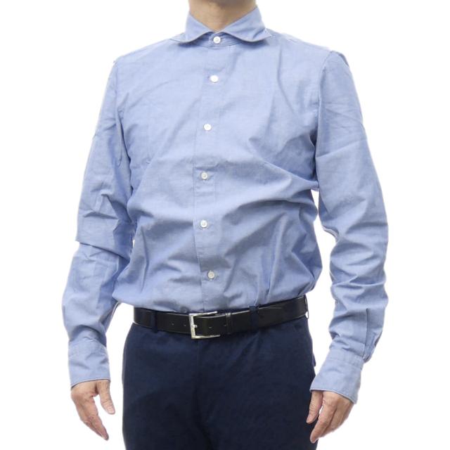 セールSS FINAMORE フィナモレ カッタウェイシャツ メンズ コットン 綿100％ 無地 SIMONE TOKYO46 200003 P5111C ブルー