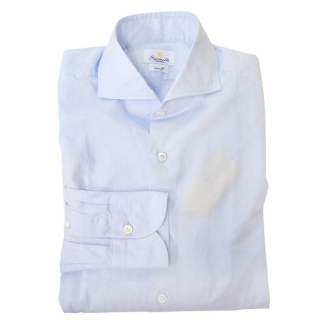 セールSS GIANNETTO ジャンネット カッタウェイシャツ メンズ コットン 綿100％ 長袖 VINCI FIT WASH AC103 無地 ビジネス ライトブルー