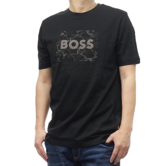 セールSS HUGO BOSS ヒューゴボス Tシャツ メンズ 半袖 クルーネック コットン 綿100％ 50539186 10262477 / Te Logospace ブラック