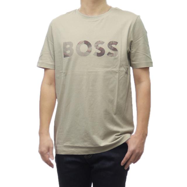 セールSS HUGO BOSS ヒューゴボス Tシャツ メンズ 半袖 クルーネック コットン 綿100％ 50537834 10269604 Tee_ LogoGlamping ブランド ロゴ カジュアル スポーティ 大きいサイズ ベージュ