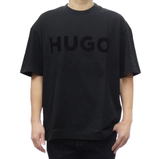 セールSS HUGO・HUGO BOSS ヒューゴボス Tシャツ メンズ 半袖 同色ロゴ クルーネック コットン 綿100％ 50525765 10259511 Dinkee ブランドカジュアル スポーティ 大きいサイズ ブラック