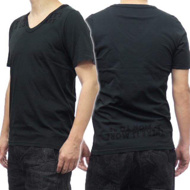 セールSS MM6 エムエムシックス Tシャツ メンズ コットン 綿100％ 半袖 Vネック SH2GC0022 M20115 ブラック