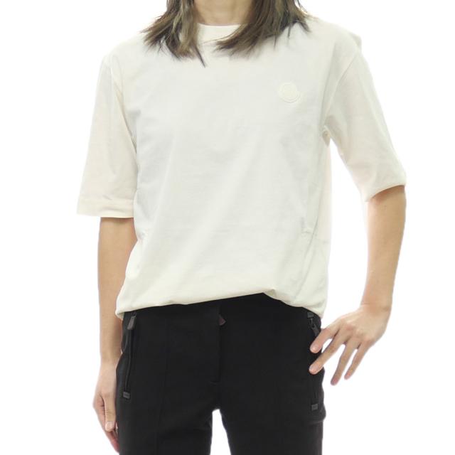 セールSS MONCLER モンクレール Tシャツ レディース 半袖 クルーネック コットン 綿100％ 8C00005 89A17 オフホワイト