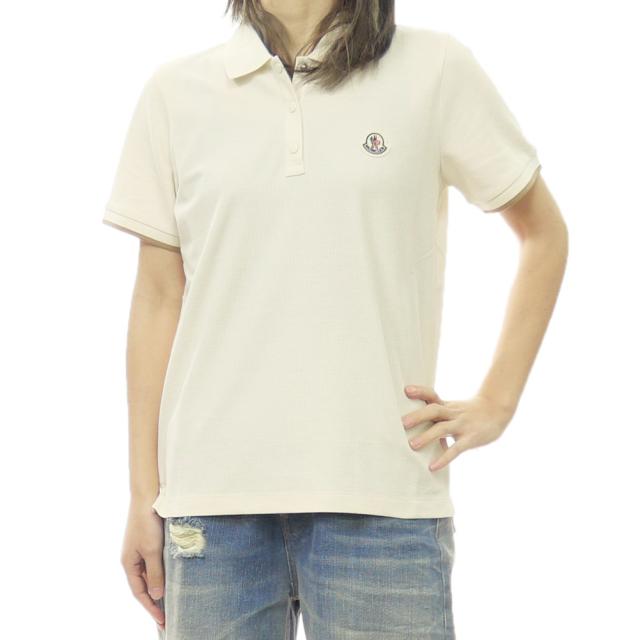 セールSS MONCLER モンクレール ポロシャツ 半袖 レディース 鹿の子 コットン 綿100％ 8A00001 84720 アイボリー
