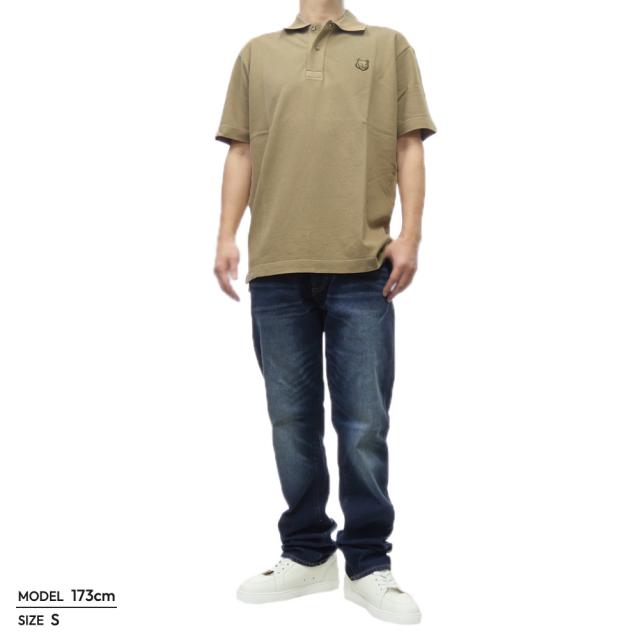 旧モデルセール！ MAISON KITSUNE メゾンキツネ ポロシャツ 半袖 メンズ 鹿の子 コットン 綿100％ MM00210 KJ7010 BOLD FOX HEAD PATCH COMFORT POLO 無地 ワンポイント ブランド ロゴ カジュアル スポーティ 大きいサイズ ブラウン_1