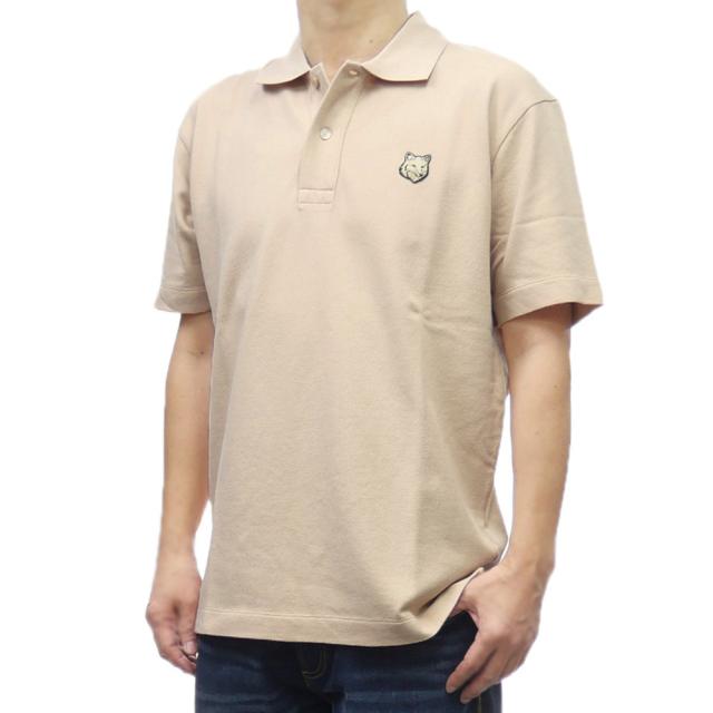セールSS MAISON KITSUNE メゾンキツネ ポロシャツ 半袖 メンズ 鹿の子 コットン 綿100％ MM00210 KJ7010 BOLD FOX HEAD PATCH COMFORT POLO 無地 ワンポイント ブランド ロゴ カジュアル スポーティ 大きいサイズ ベージュ