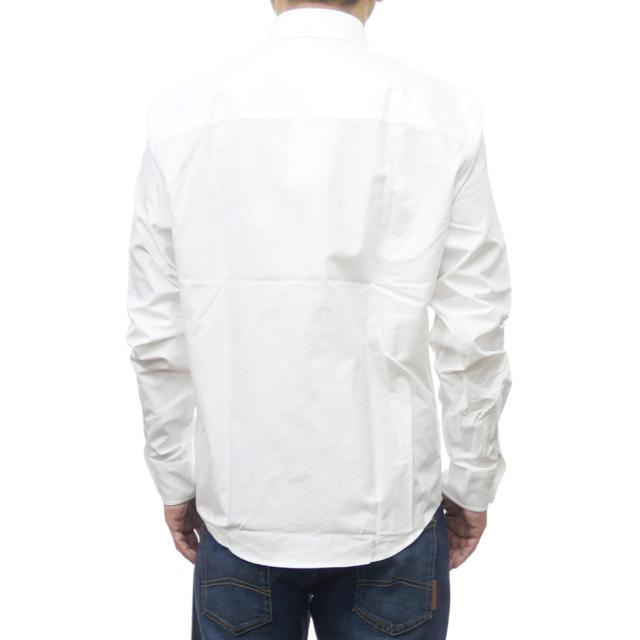 旧モデルセール！ MAISON KITSUNE メゾンキツネ ドレスシャツ メンズ コットン 綿100％ 長袖 MM00408 WC5012 FOX HEAD EMBROIDERY CASUAL SHIRT 無地 ワンポイント ブランド ロゴ 刺繍 カジュアル きれいめ シャツ 上品 ビジネス ホワイト_3
