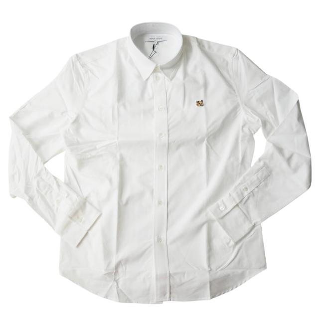 旧モデルセール！ MAISON KITSUNE メゾンキツネ ドレスシャツ メンズ コットン 綿100％ 長袖 MM00408 WC5012 FOX HEAD EMBROIDERY CASUAL SHIRT 無地 ワンポイント ブランド ロゴ 刺繍 カジュアル きれいめ シャツ 上品 ビジネス ホワイト_4