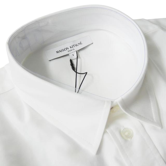 旧モデルセール！ MAISON KITSUNE メゾンキツネ ドレスシャツ メンズ コットン 綿100％ 長袖 MM00408 WC5012 FOX HEAD EMBROIDERY CASUAL SHIRT 無地 ワンポイント ブランド ロゴ 刺繍 カジュアル きれいめ シャツ 上品 ビジネス ホワイト_5