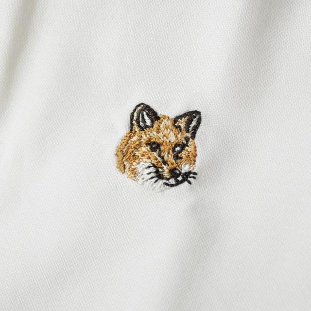 旧モデルセール！ MAISON KITSUNE メゾンキツネ ドレスシャツ メンズ コットン 綿100％ 長袖 MM00408 WC5012 FOX HEAD EMBROIDERY CASUAL SHIRT 無地 ワンポイント ブランド ロゴ 刺繍 カジュアル きれいめ シャツ 上品 ビジネス ホワイト_6