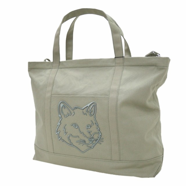 MAISON KITSUNE メゾンキツネ ユニセックス トートバッグ LW05105WW0107 / FOX HEAD XL TOTE グリーン