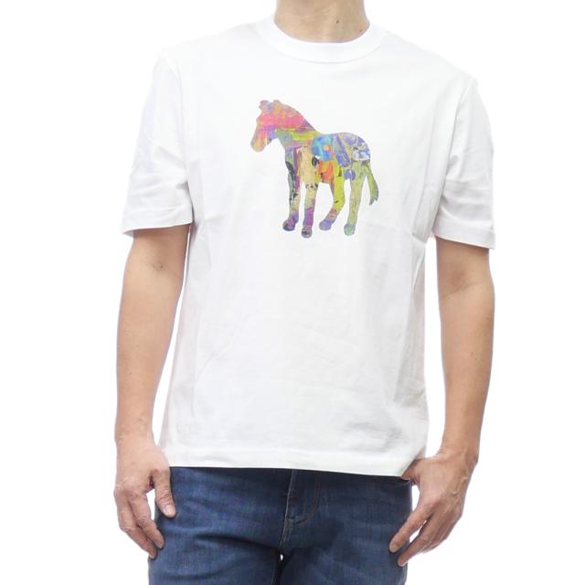 セールSS PS PAUL SMITH ポールスミス Tシャツ メンズ 半袖 クルーネック コットン 綿100％ M2R 220X PP4701 ブランド プリント 大きいサイズ ホワイト