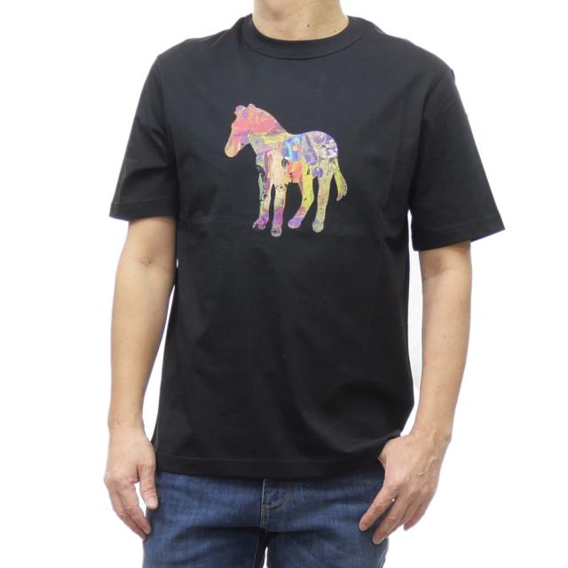 セールSS PS PAUL SMITH ポールスミス Tシャツ メンズ 半袖 クルーネック コットン 綿100％ M2R 220X PP4701 ブランド プリント 大きいサイズ ブラック