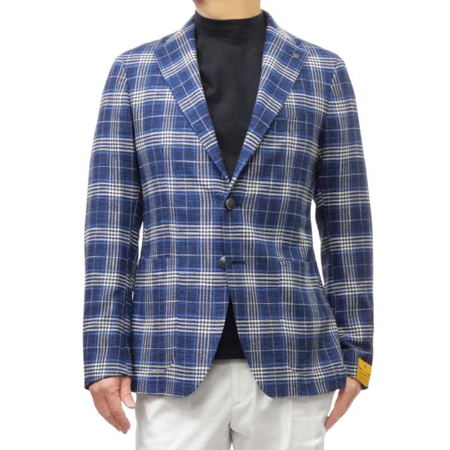 美品 タリアトーレ テーラードジャケット シルク 春夏 チェック ネイビー タリアトーレ TAGLIATORE ジャケット 春夏（TAGLIATORE