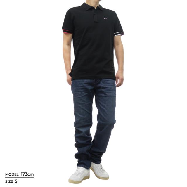 旧モデルセール！ TOMMY JEANS トミージーンズ トミーヒルフィガー ポロシャツ 半袖 メンズ 鹿の子 コットン 綿100％ DM21306 ブラック_1