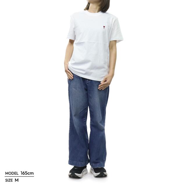 AMI PARIS アミパリス Tシャツ レディース トップス クルーネックTシャツ 半袖 綿100％ BFUTS035.724 ホワイト 定番人気商品_1