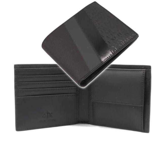 ARMANI EXCHANGE A/X アルマーニエクスチェンジ 財布 メンズ 二つ折り財布 小銭入れ付き XM000167 AF11935 ブラック 2026春夏新作