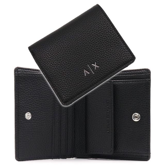 ARMANI EXCHANGE A/X アルマーニエクスチェンジ 財布 レディース 二つ折り財布 小銭入れ付き XW002123 AF17019 ブラック 2026春夏新作