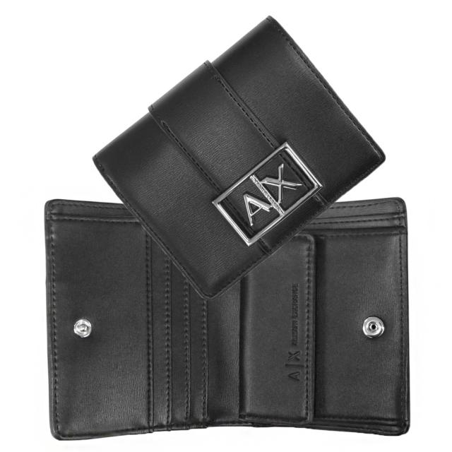 ARMANI EXCHANGE A/X アルマーニエクスチェンジ 財布 レディース 二つ折り財布 小銭入れ付き XW000360 AF12039 ブラック 定番人気商品