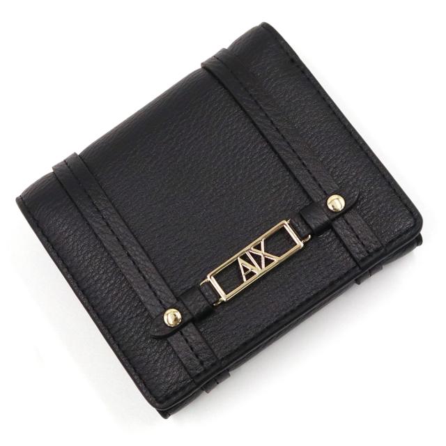 ARMANI EXCHANGE A/X アルマーニエクスチェンジ 財布 レディース 三つ折り財布 小銭入れ付き XW002613 AF15632 ブラック 2026春夏新作