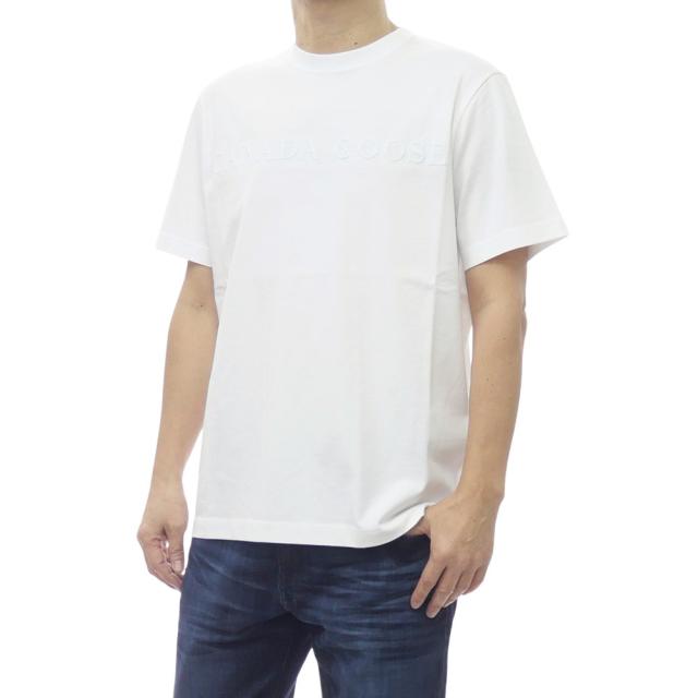 CANADA GOOSE カナダグース Tシャツ メンズ クルーネックTシャツ 半袖 トップス 綿100％ 1339M1 / Vantage T-shirt with chest logo ホワイト 2026春夏新作