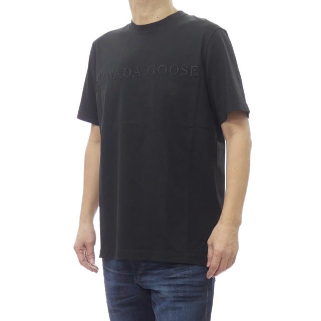 CANADA GOOSE カナダグース Tシャツ メンズ クルーネックTシャツ 半袖 トップス 綿100％ 1339M1 / Vantage T-shirt with chest logo ブラック 2026春夏新作