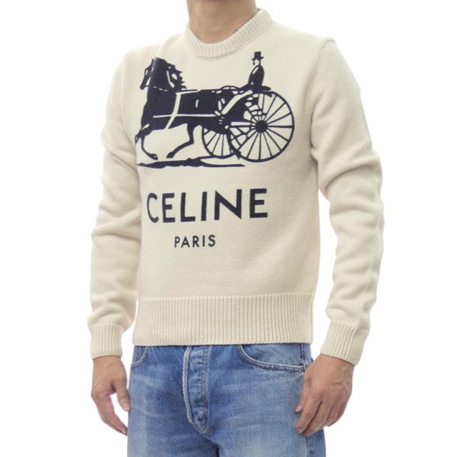 CELINE セリーヌ セーター メンズ クルーネックセーター ニット 長袖 RY0SV1261 クリーム 2026春夏新作