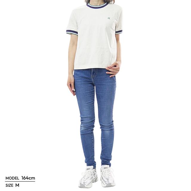 CALVIN KLEIN JEANS カルバンクラインジーンズ カルバンクライン レディース Tシャツ クルーネックTシャツ 半袖 トップス 47F226G アイボリー 2026春夏新作_1