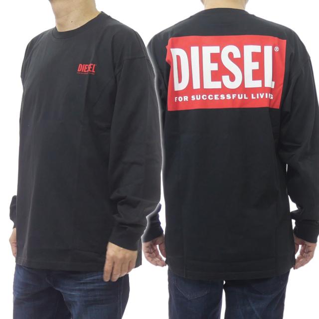 DIESEL ディーゼル Tシャツ メンズ クルーネックロングTシャツ ロンT 長袖 トップス 綿100％ A20037 0EPCA / T-BOXT-LS-BISK ブラック 2026春夏新作