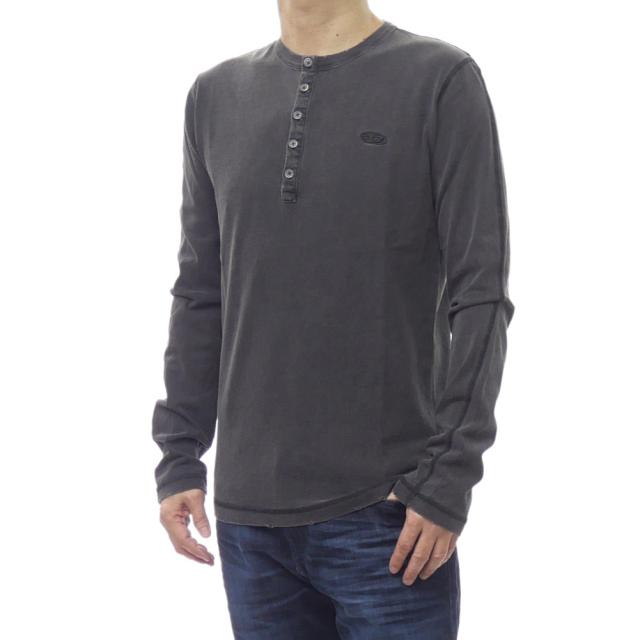 DIESEL ディーゼル Tシャツ メンズ ヘンリーネックロングTシャツ ロンT 長袖 トップス 綿100％ A20269 0QMBS / T-MIND チャコール 2026春夏新作
