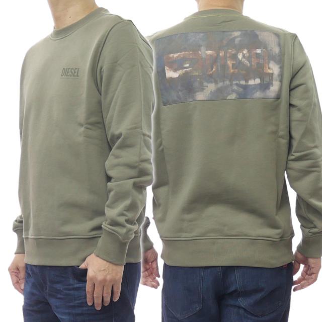 DIESEL ディーゼル トレーナー メンズ 長袖 綿100％ A19986 0EGEN / S-GINN-V1 カーキ 2026春夏新作