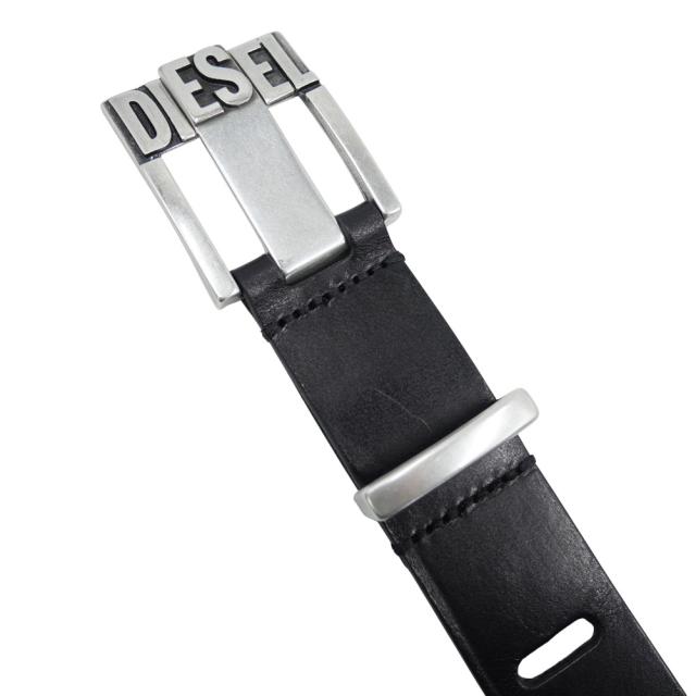 DIESEL ディーゼル ベルト メンズ レザーベルト X10594 PR227 / B-SHIFT METAL LOOP ブラック 2026春夏新作_4