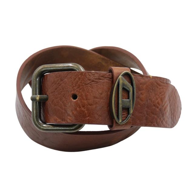 DIESEL ディーゼル ベルト メンズ レザーベルト X10314 PS681 / B-1DR OVAL D LOOP ブラウン 2026春夏新作