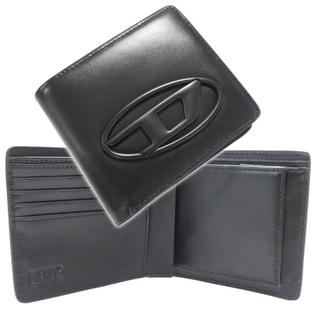 DIESEL ディーゼル メンズ二つ折り財布（小銭入れ付き） X10123 PR818 / HOLI-D BI-FOLD COIN S 3D ブラック 定番人気商品