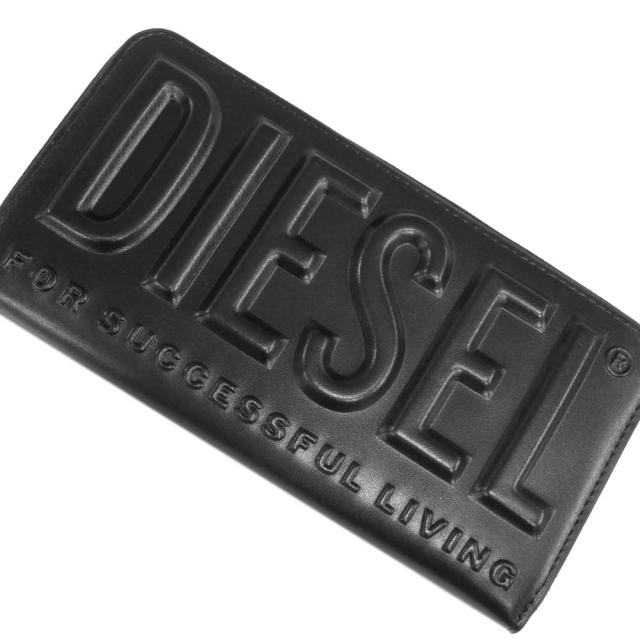 DIESEL ディーゼル メンズラウンドファスナー長財布（小銭入れ付き） X10006 PR818 / DSL 3D-CONTINENTAL ブラック 定番人気商品_4