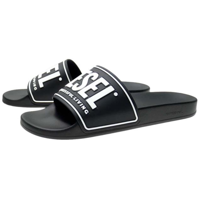 DIESEL ディーゼル メンズ シャワーサンダル Y02801 P4441 / SA-MAYEMI ブラック×ホワイト 定番人気商品