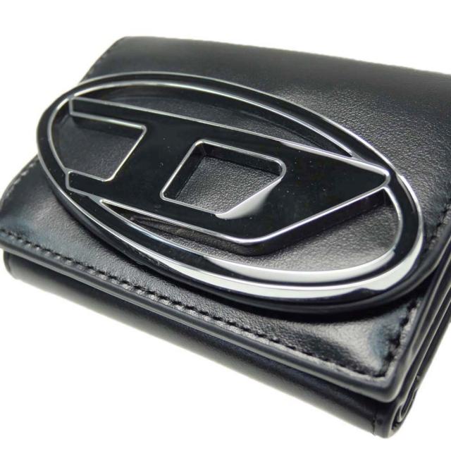 Diesel ディーゼル メンズ カラーブロック レザー 三つ折り財布 X06639P3043 UNI ブラック アイボリー H0999 ファッション