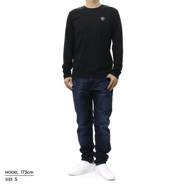 EMPORIO ARMANI エンポリオアルマーニ EA7 Tシャツ メンズ クルーネックロングTシャツ ロンT 長袖 8NPT17 PJRGZ ブラック 定番人気商品_1