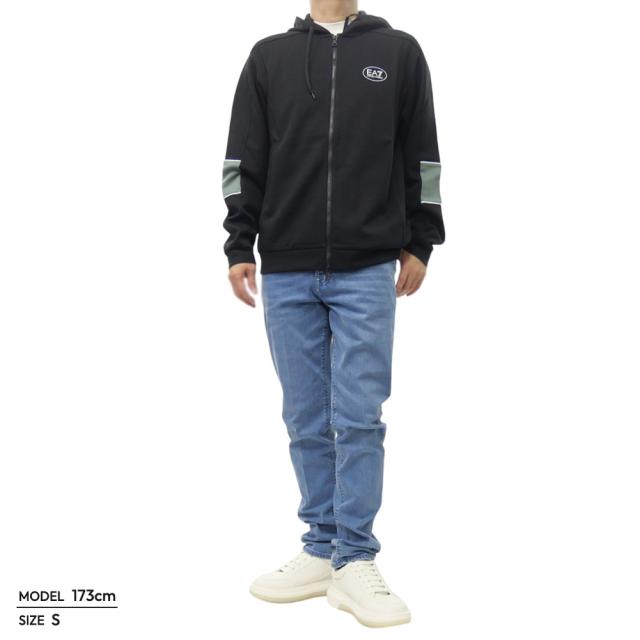 EMPORIO ARMANI エンポリオアルマーニ EA7 パーカー メンズ ジップアップパーカー 長袖 7M001496 AF12660 ブラック 2026春夏新作_1