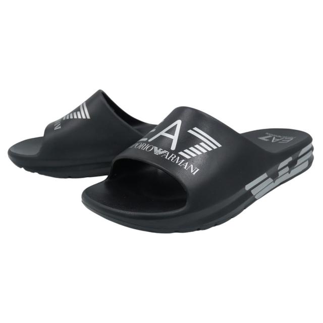 EMPORIO ARMANI エンポリオアルマーニ EA7 サンダル メンズ シャワーサンダル 7X000356 AF18618 ブラック×シルバー 2026春夏新作
