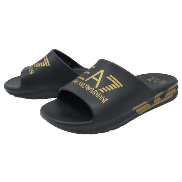 EMPORIO ARMANI エンポリオアルマーニ EA7 サンダル メンズ シャワーサンダル 7X000356 AF18618 ブラック×ゴールド 2026春夏新作